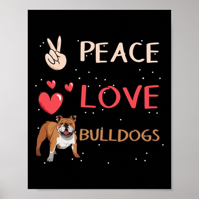 Póster Dueño de perro bulldog Paz Bulldoges de amor (Frente)