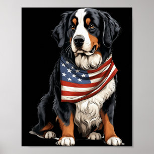 Póster Dueño de perro de montaña de Berna bandera de EE.