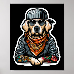 Póster Dueño del perro del tatuaje de gangsta del recuper