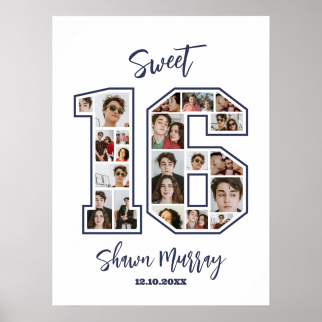 Póster Dulce 16 16º Collage de fotos Personalizado del pa (Frente)