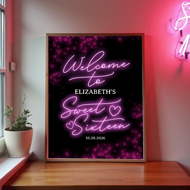 Póster Dulce 16 cumpleaños Signo de bienvenida de Neon Ne (Subido por el creador)