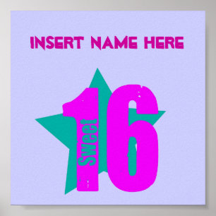 Póster Dulce 16 Poster (Insertar nombre)