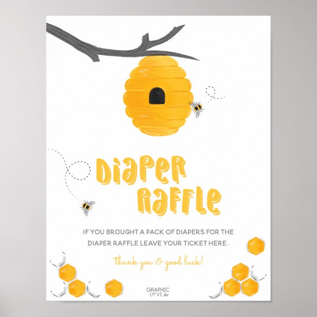 Póster Dulce abeja de miel para ducha de bebé, cartel de  (Frente)