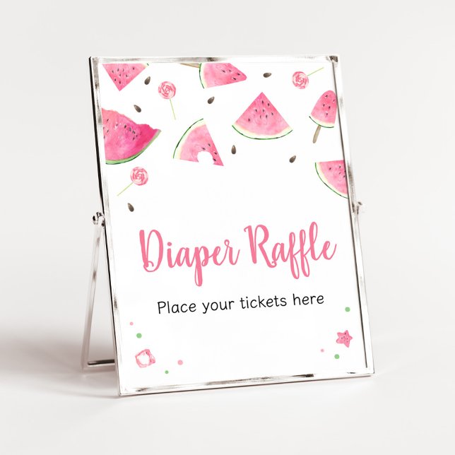 Póster Dulce Bebé Agua Dulce Diaper Raffle (Watermelon Sweet Little Baby Shower Diaper Raffle Sign)