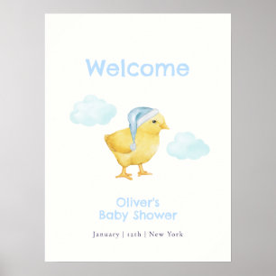 Póster Dulce Bienvenida al Cielo Azul Nube Pollo Shower d