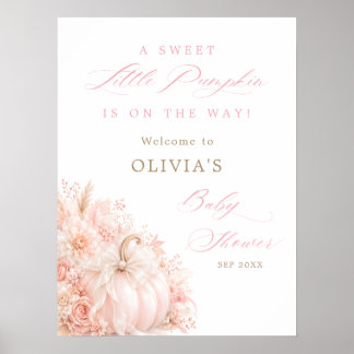 Póster Dulce Calabacita con Lazo Bienvenida para Baby Sho