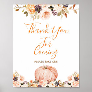 Póster Dulce calabaza Rustic Floral Gracias por venir
