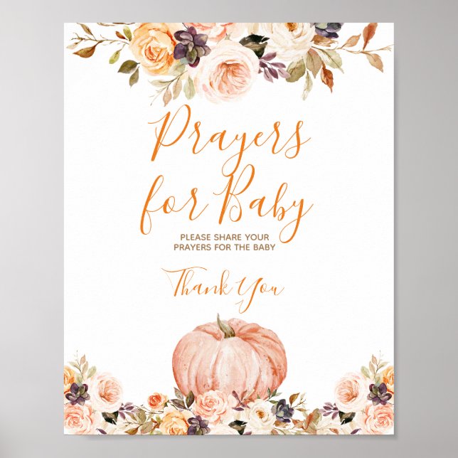 Póster Dulce calabaza Rustic Floral Prayers para el bebé (Frente)
