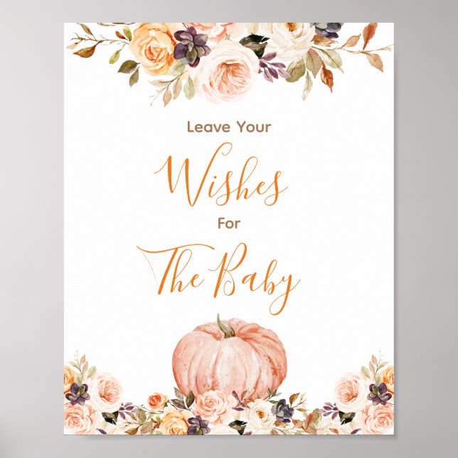 Póster Dulce calabaza Rústica de los deseos florales para (Frente)