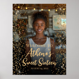 Póster Dulce cartel de bienvenida de oro de 16 años