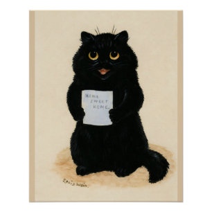 Póster Dulce Casa De Louis Wain. Gato negro