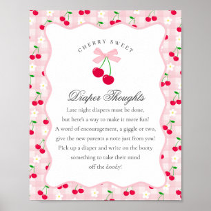 Póster Dulce cereza Coquette rosa Bow Diaper Thoughts