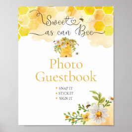 Póster Dulce como Abeja Libro de Firmas para Baby Shower