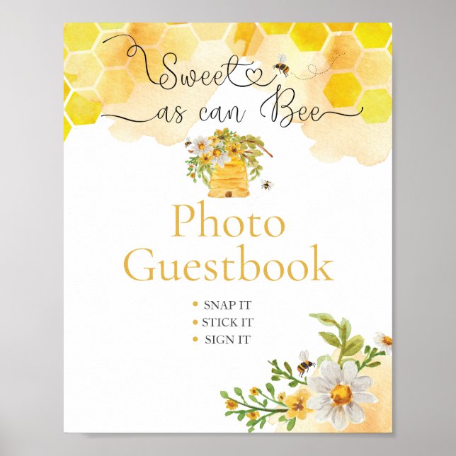 Póster Dulce como Can Bee Foto Libro de Invitados para Ba (Frente)