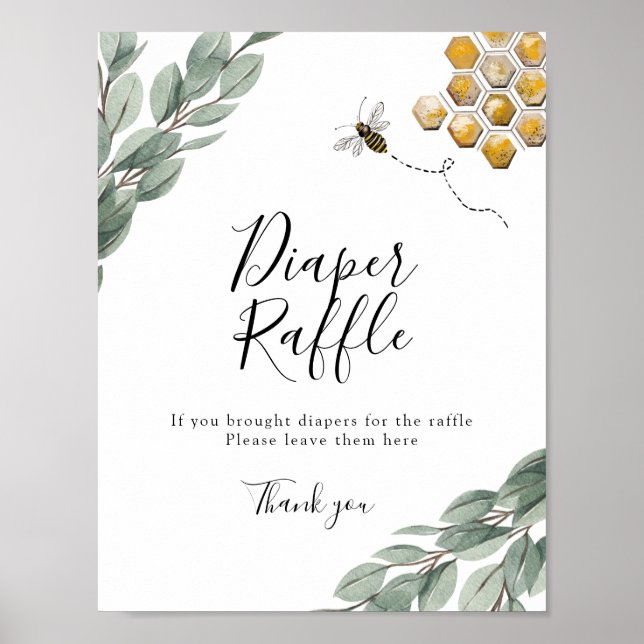 Póster Dulce como puede el Rótulo Bee Eucalyptus Diaper R (Frente)