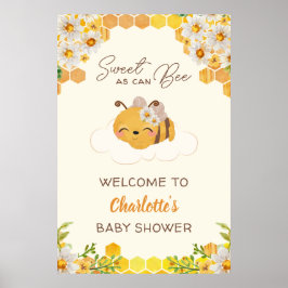 Póster Dulce como puede ser Baby Shower Floral Honeycomb