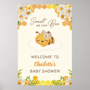 Póster Dulce como puede ser Baby Shower Floral Honeycomb
