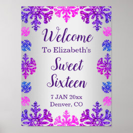 Póster Dulce cumpleaños de copo de nieve de invierno 16