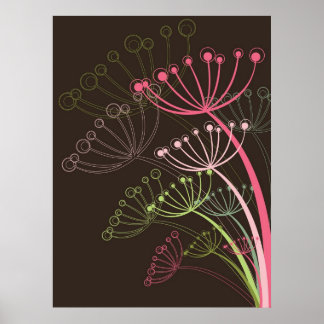 Póster Dulce Dandelions Poster de Flor Floral Rosa