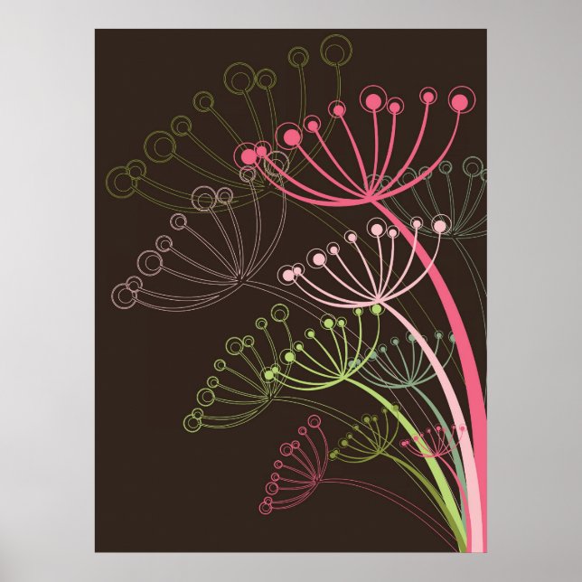 Póster Dulce Dandelions Poster de Flor Floral Rosa (Frente)