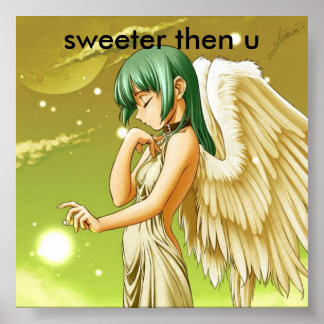 Póster dulce de ángel de manga y luego u