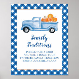 Póster Dulce de Calabaza Camión Azul Baby Shower Tradicio