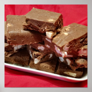 Póster Dulce de cereza, chocolate y malvavisco en un plat