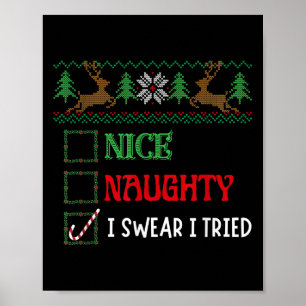 Póster Dulce de Navidad Divertido Bueno Malo Juro que Lo