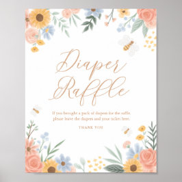 Póster Dulce de Rótulo Raffle Diaper y Baby Shower