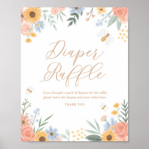 Póster Dulce de Rótulo Raffle Diaper y Baby Shower