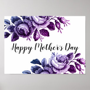 Póster Dulce Día de la Madre con Flora Violeta