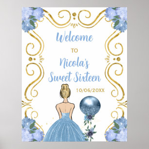 Póster Dulce Dieciséis Blonde Princess Blue Bienvenida