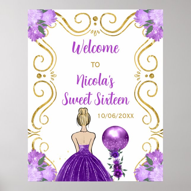 Póster Dulce Dieciséis Blonde Princess Purple Welcome (Frente)