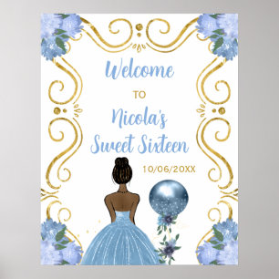 Póster Dulce Dieciséis Dark Skin Princess Blue Bienvenida