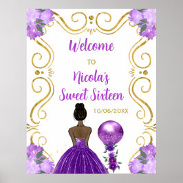 Póster Dulce Dieciséis Dark Skin Princess Purple Welcome