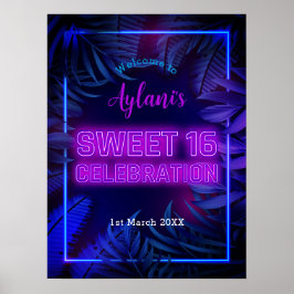 Póster Dulce divertido 16 Bienvenida a la fiesta de cumpl