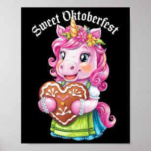 Póster Dulce divertido de niños de unicornio alemán