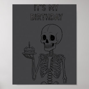 Póster Dulce Divertido Kawaii Esqueleto Cumpleaños Calave
