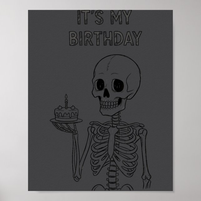 Póster Dulce Divertido Kawaii Esqueleto Cumpleaños Calave (Frente)