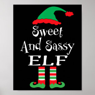 Póster Dulce Divertido Y Sy Elf Xmas Familia Coincidiendo