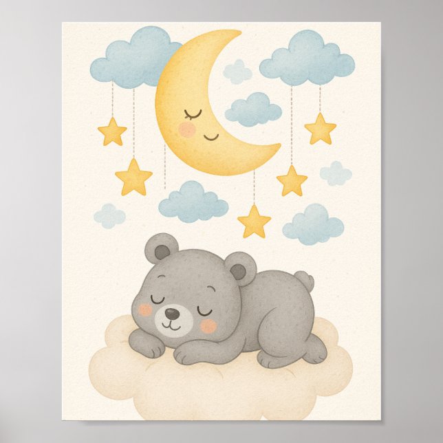 Póster Dulce Dreams Nursery Wall Art Set - Luna, oso (Frente)