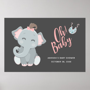 Póster Dulce ducha de bebé de niña elefante