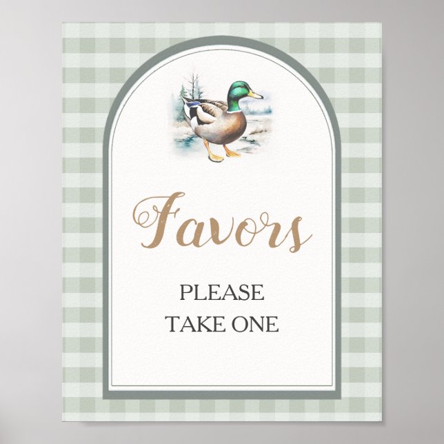 Póster Dulce Duckling Gingham Baby Shower Favor (Frente)