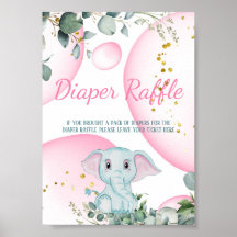 Dulce dulce elefante Eucalyptus Diaper Rosa Raffle