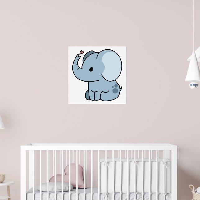 Póster Dulce elefante caprichoso de dibujos animados (Guardería 2)