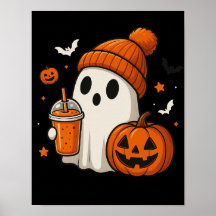 Dulce Fantasma de Halloween con Calabaza y Bebida
