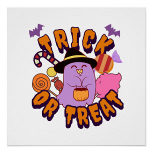 Póster Dulce Fantasma de Halloween Truco o Trato