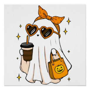 Póster Dulce Fantasma de la Temporada Espeluznante con Ca