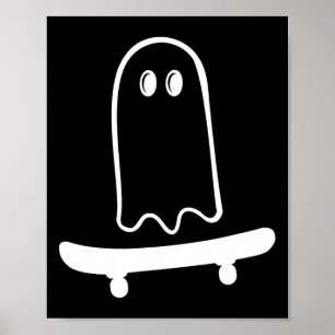 Póster Dulce fantasma monopatín a divertido patinador en 