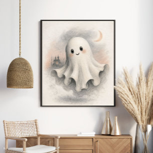 Póster Dulce Fantasma Vintage de Halloween